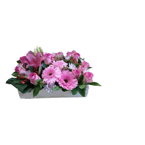 pink-flowers-in-a-wooden-box-